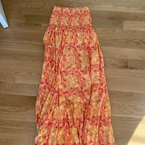 Anthropologie Floral Orange Maxi Dress